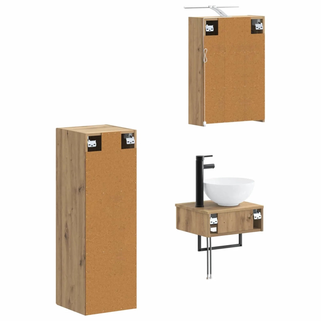 Set di Armadi da Bagno 4 pcs Rovere Artigianale 3407374