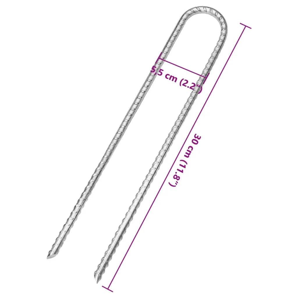 Picchetti Tenda 12 pz a Forma di U 30 cm Ã˜7 mm Acciaio Zincato