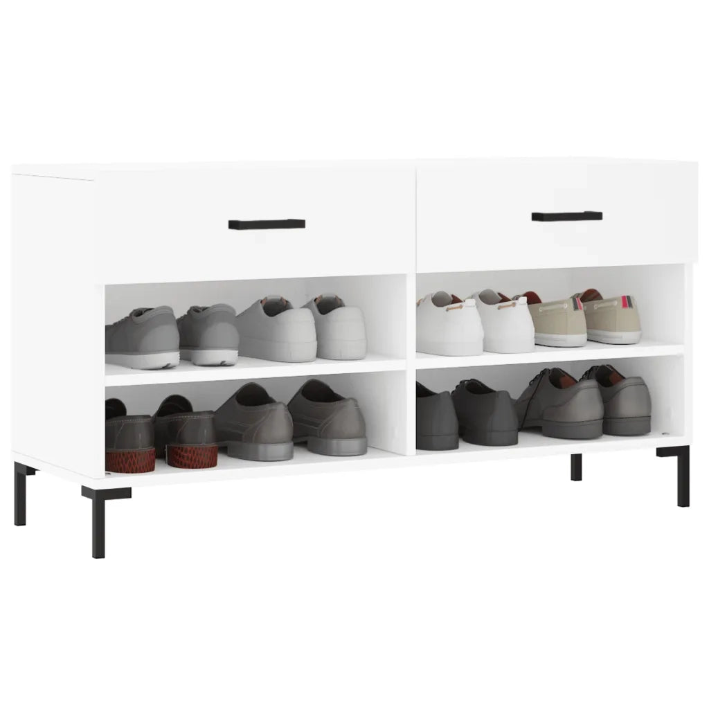 Panca Porta Scarpe | Scarpiera | Mobile per scarpe Bianca 102x35x55 cm in Legno Multistrato