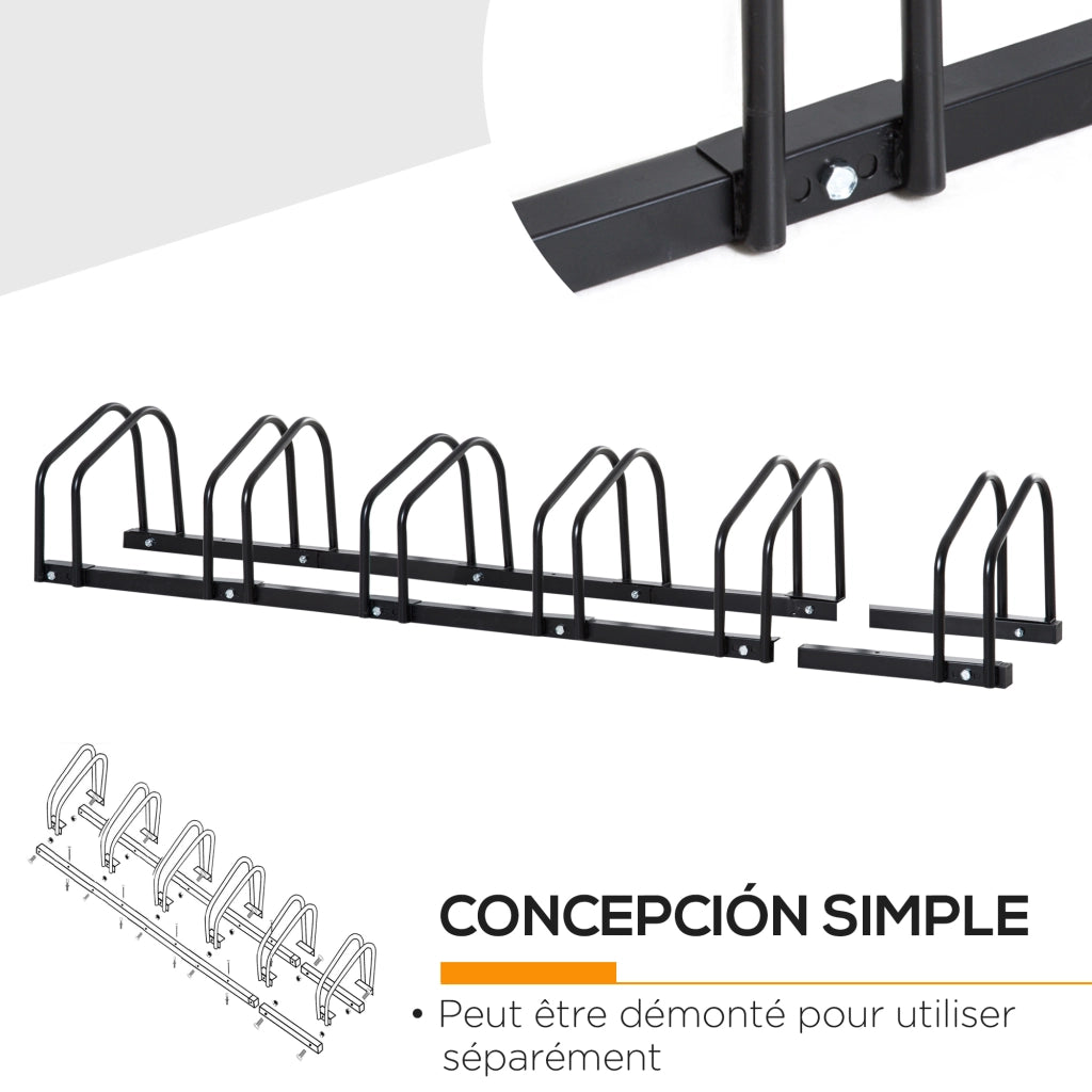 Supporto Bici da 6 ¨C Minimal ¨C 179x33x27 cm Acero Nero