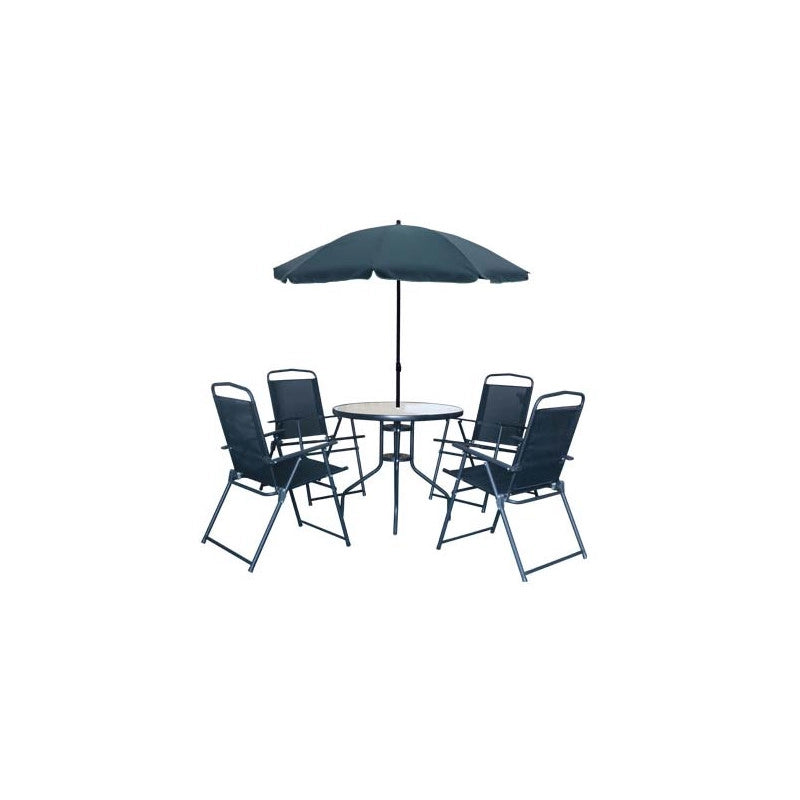 Set Funny Ombrellone + Tavolo + 4 Sedie Nero