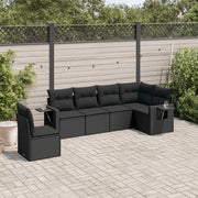 Set Divano da Giardino 6 pz con Cuscini Nero in Polyrattan 3220224