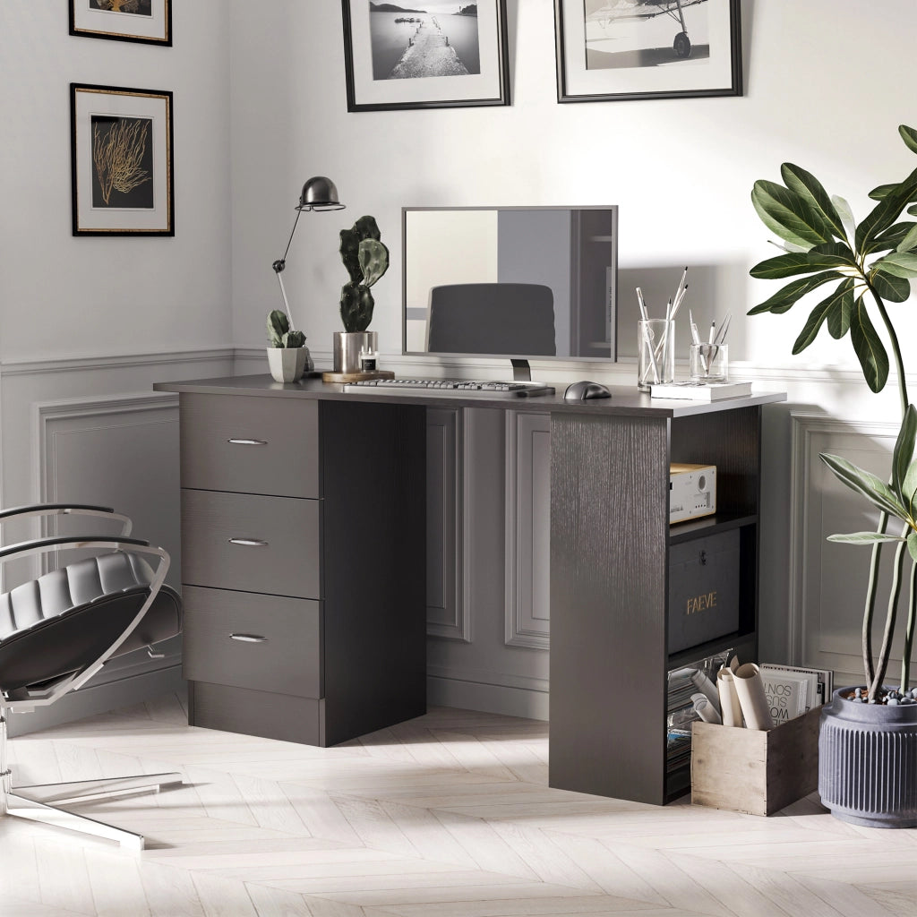 Scrivania con scaffali e cassetti ¨C Zephmum ¨C Nero 120x50x
