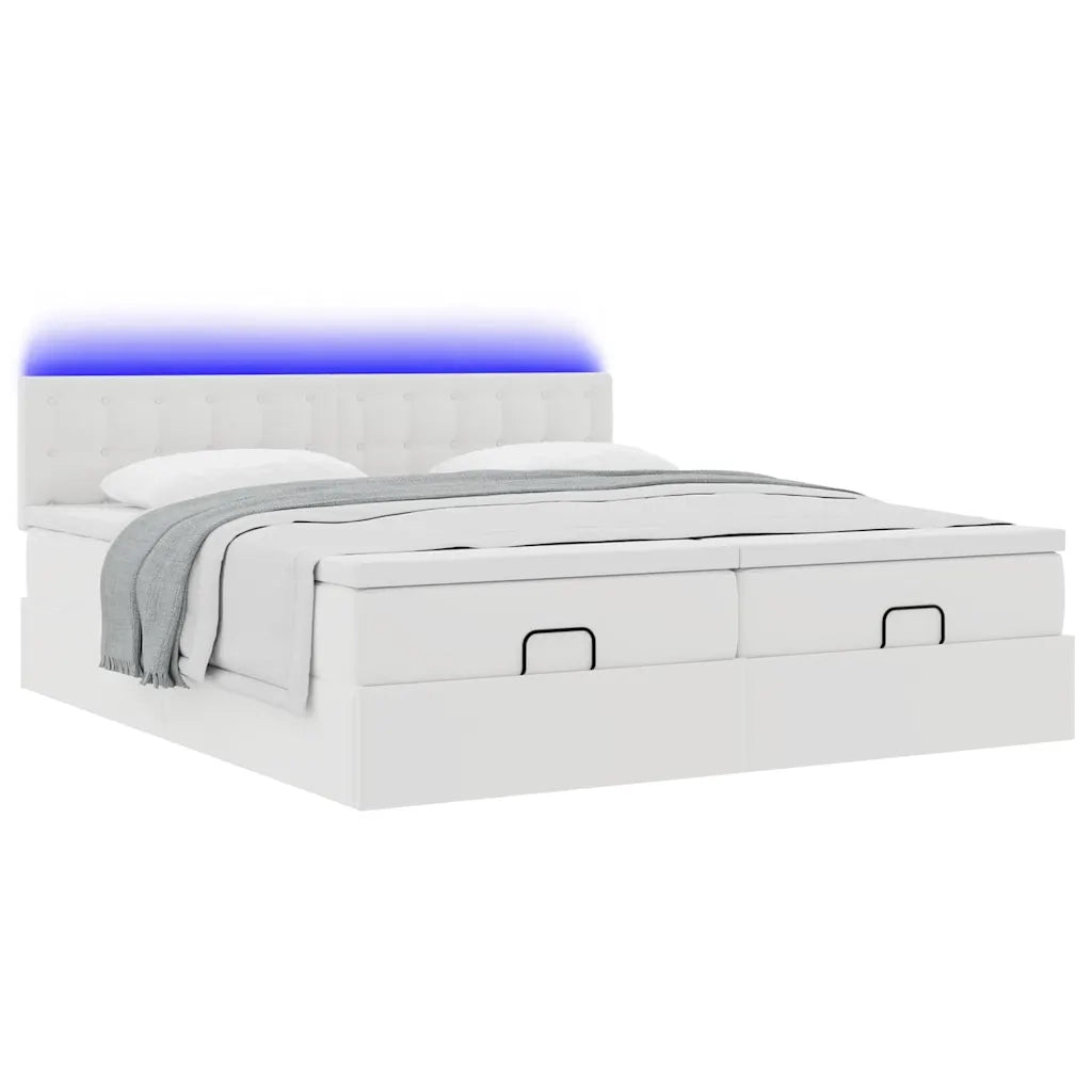 Struttura Letto Pouf con Materassi Bianco 180x200 cm Similpelle 3312806