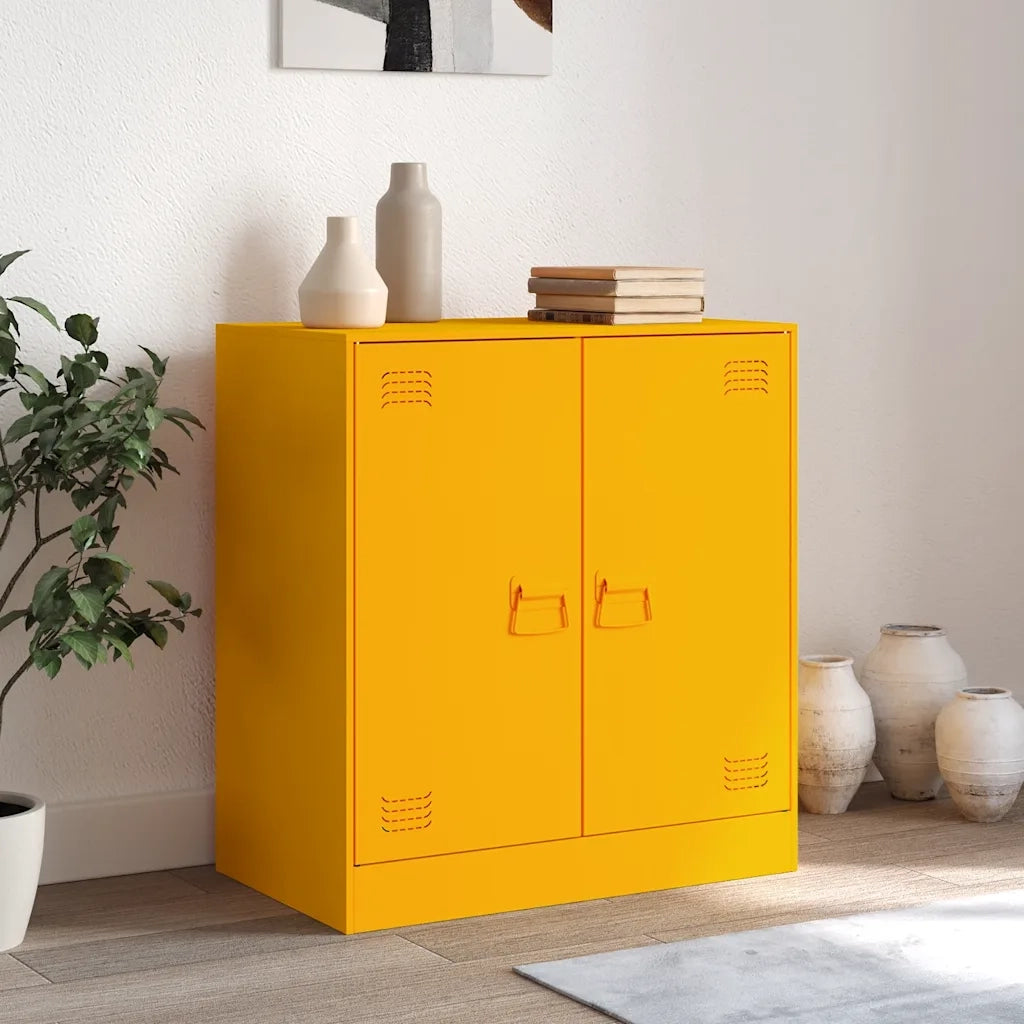 Credenza Giallo Senape 67x39x73 cm in Acciaio