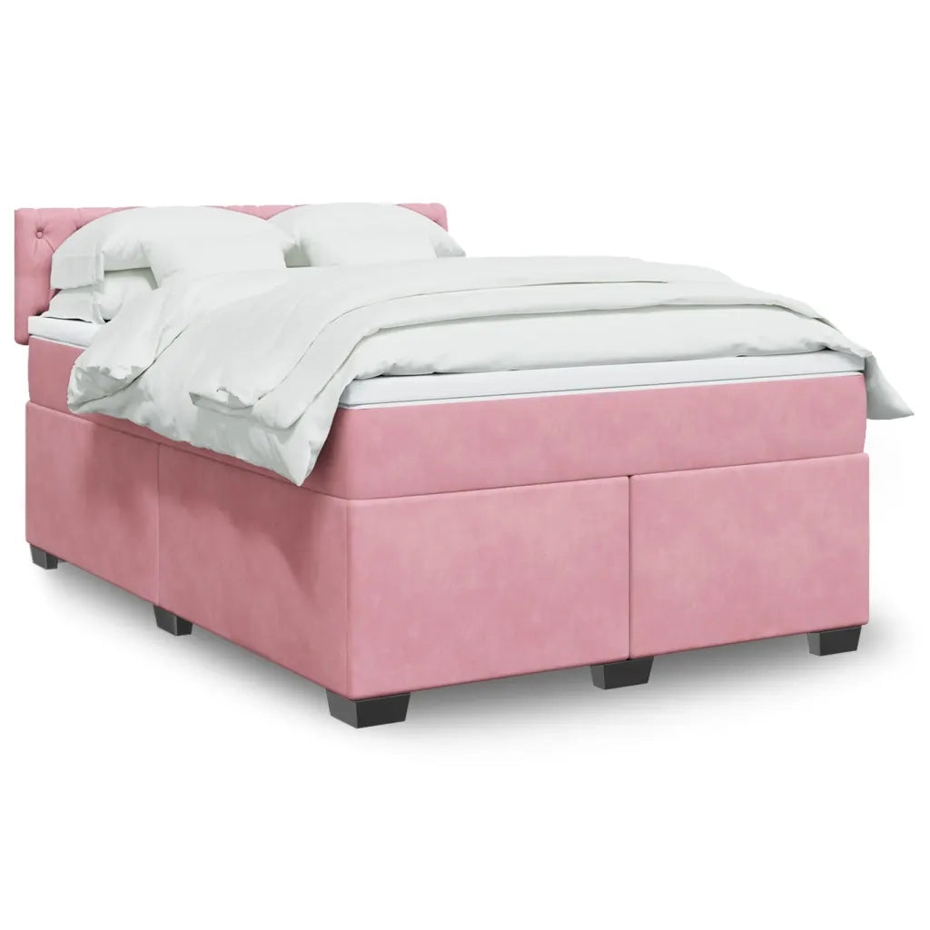 vidaXL Giroletto a Molle con Materasso Rosa 140x200 cm in Velluto