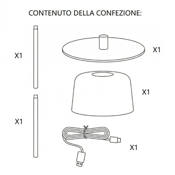 LAMPADA DA TAVOLO RICARICABILE NERA 2W 2700K 144LM IP44 1+1 ZAFFERANO AILATI