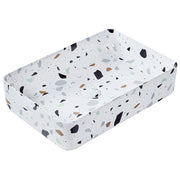 Lavabo da appoggio in ceramica effetto terrazzo bianco 61 x 35 cm Lavello da bagno rotondo