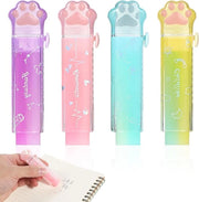 4-pack di gomme retrattili con zampe di gatto carine, design Kawaii per scuola e ufficio, ideale per bambini.