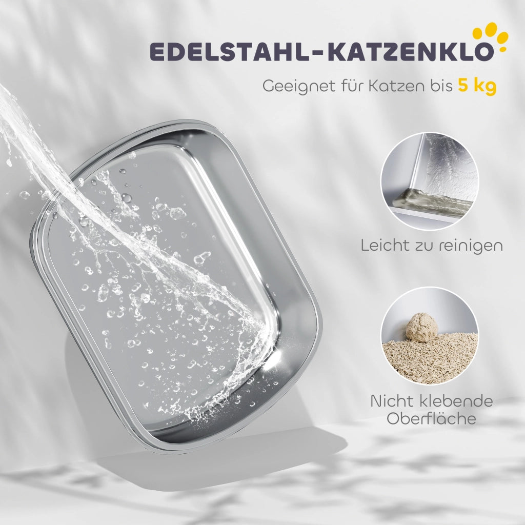 Casetta per gatti chiusa in acciaio inox con paletta e sacchetti antiodore ¨C zephmum ¨C 56x42x38