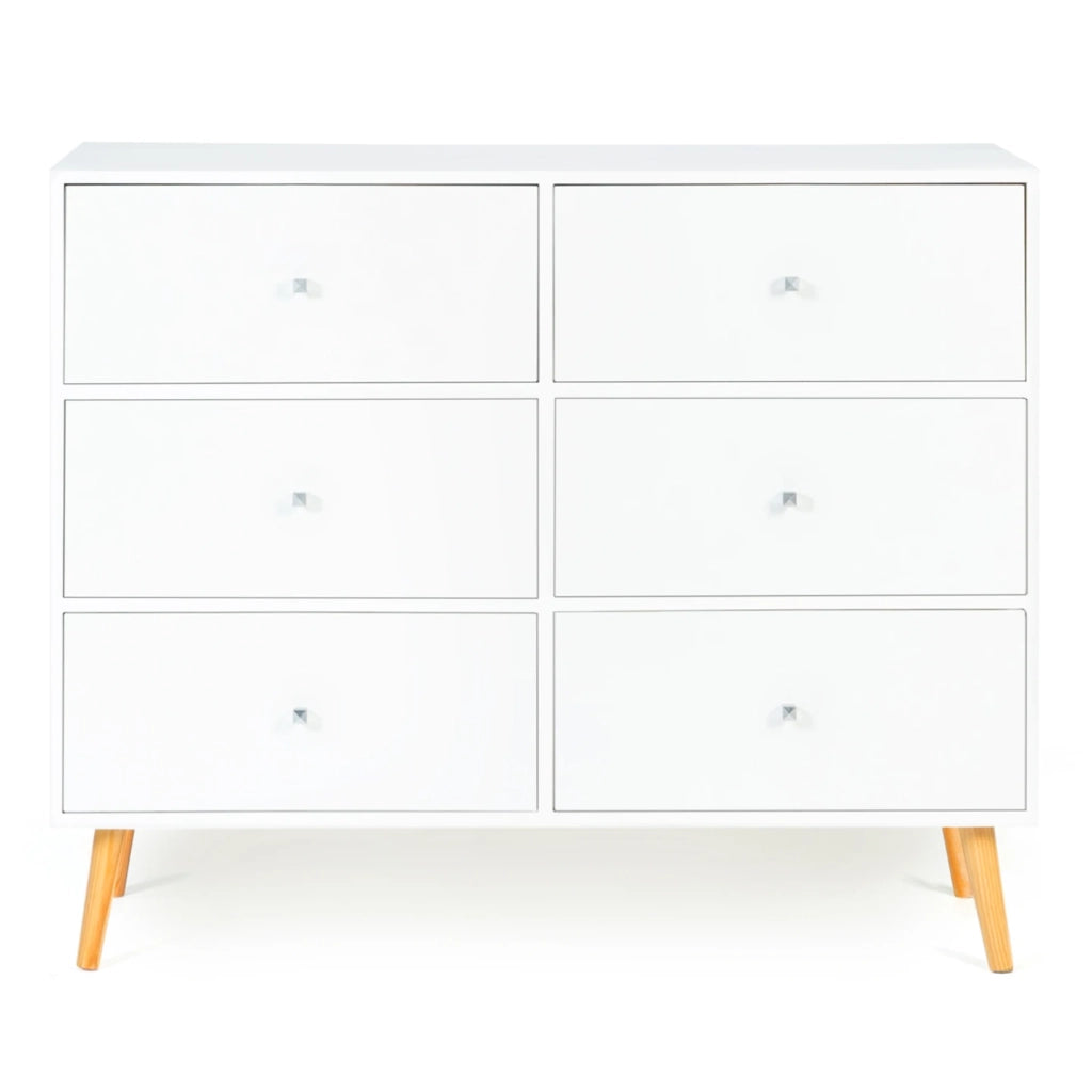 IDMarket - EMMIE 110 cm Cassettone scandinavo bianco a 6 cassetti