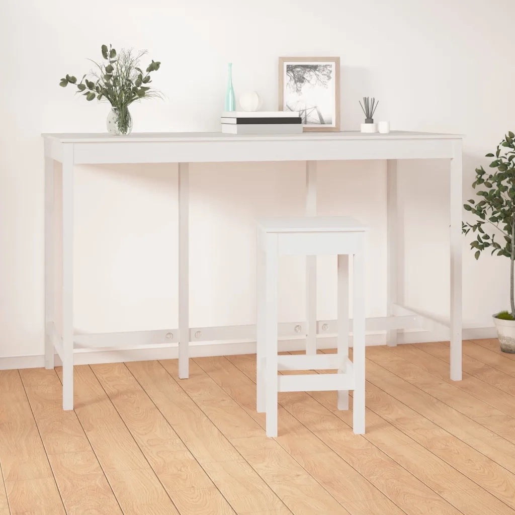 Tavolo da Bar Bianco 180x80x110 cm in Legno Massello di Pino cod mxl 7149