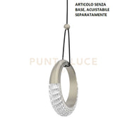 MILEY-CO P  Sospensione 1 luce senza base a led 12W  anello luminoso diffusore acrilico colore platino dimmerabile SDD 2800 - 5000K
