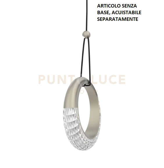 MILEY-CO P  Sospensione 1 luce senza base a led 12W  anello luminoso diffusore acrilico colore platino dimmerabile SDD 2800 - 5000K