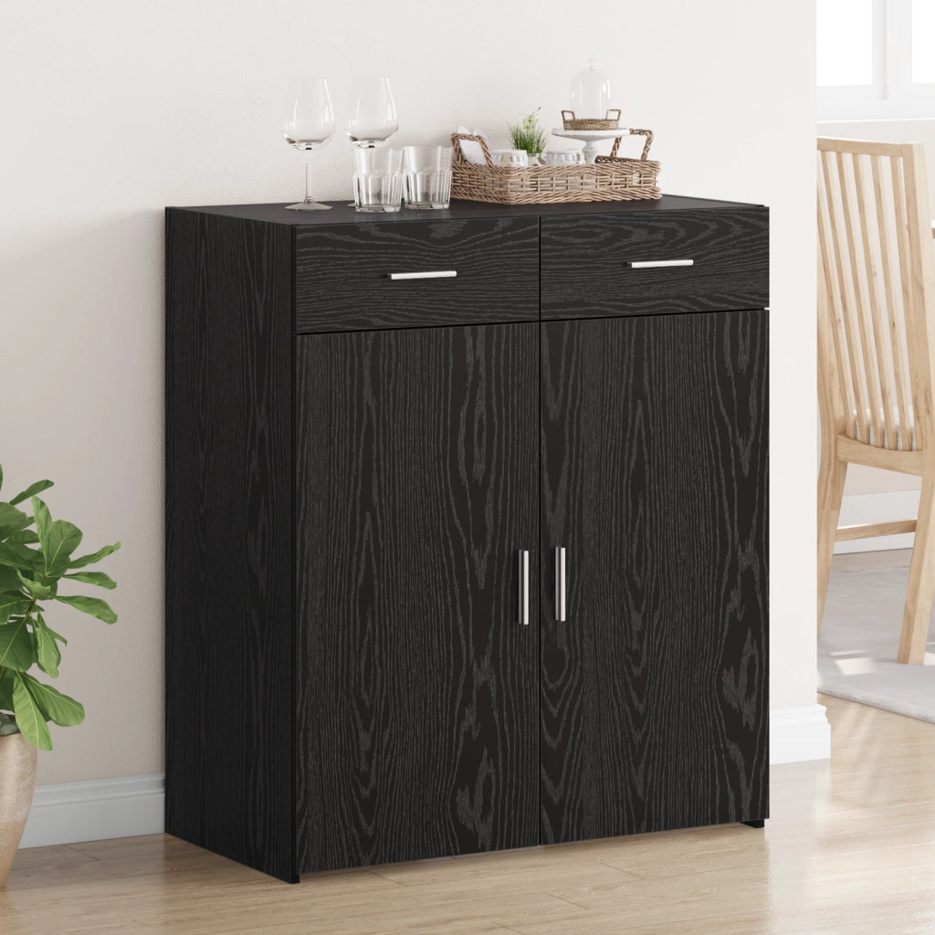 Armadio da stoccaggio Rovere Nero 80x42.5x93.5 cm Legno ingegnerizzato
