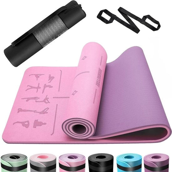 Yogamat amichevole per la pelle - 6 mm spessa - antiscivolo - 183 x 61 cm