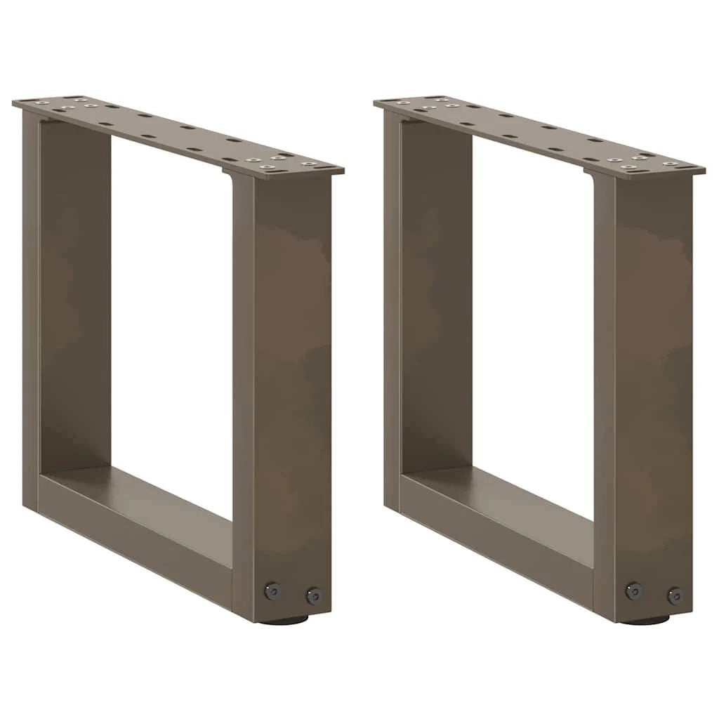 Set di 2 gambe per tavolino da caffè a forma di U 30 x 31 cm con piedini regolabili stile moderno acciaio naturale 02_0057371
