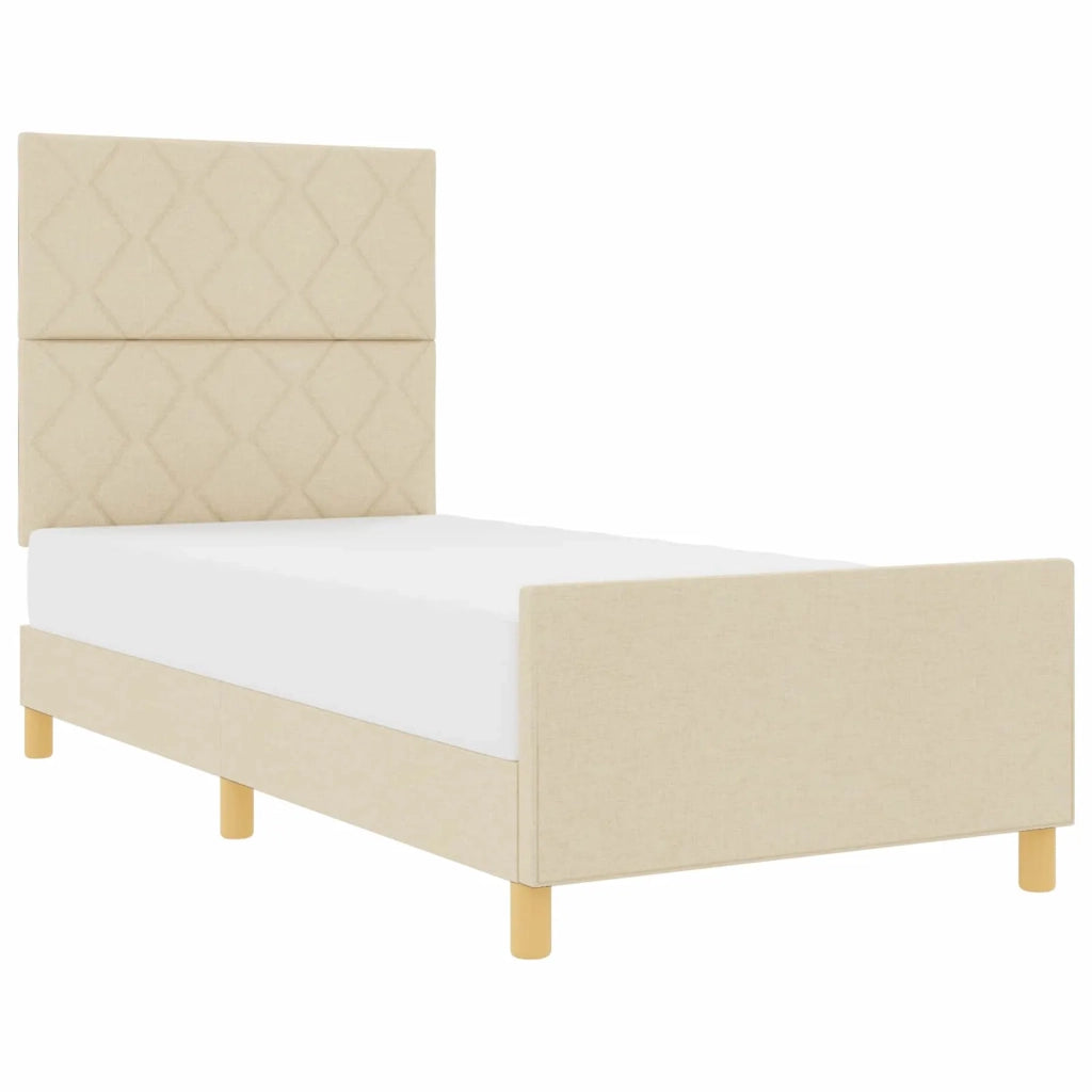 Struttura del letto con testiera Crema 90 x 190 cm Tessuto 3344772