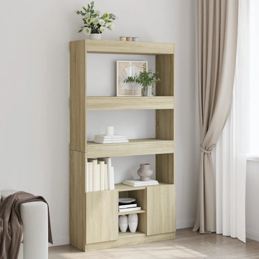 Credenza-Buffet-Armadio da cucina Rovere Sonoma 92x33x180 cm in Legno Multistrato