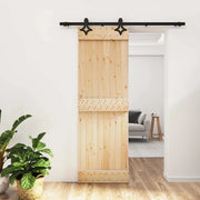 Porta scorrevole Naturale e Nero 70 x 210 cm 3445046