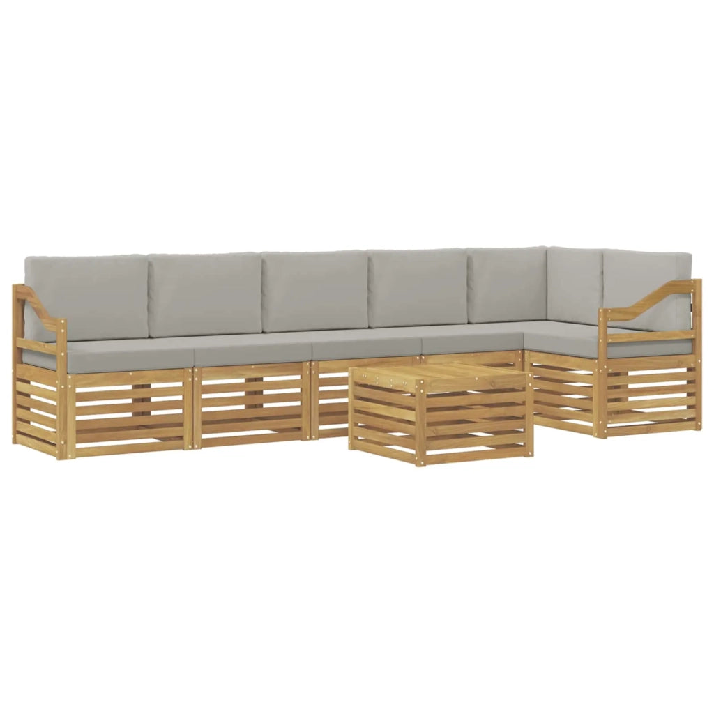 Set di divani da esterno 7 pcs Bianco e Grigio Chiaro 3391971