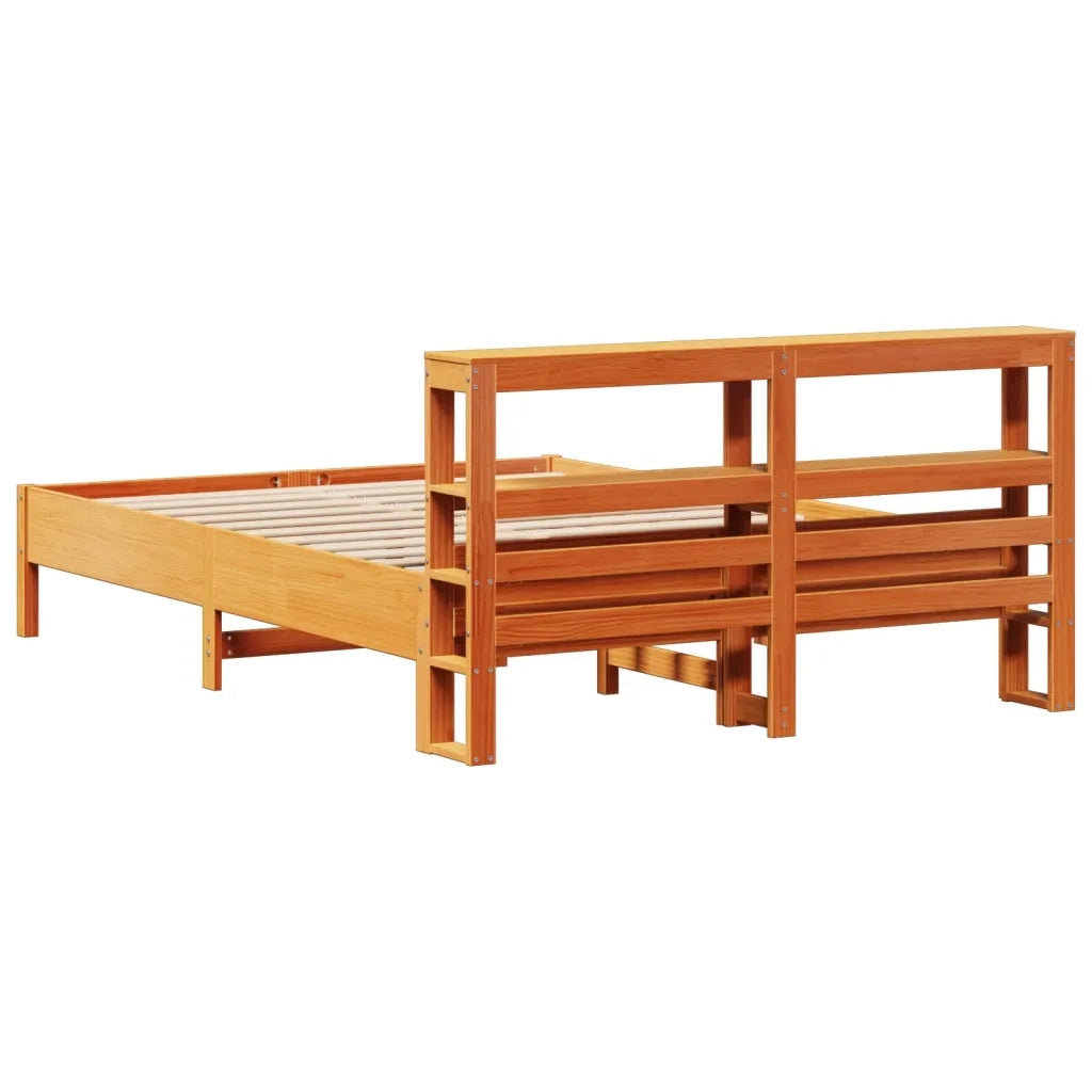 vidaXL Giroletto senza Materasso Marrone Cera 140x200cm Massello Pino
