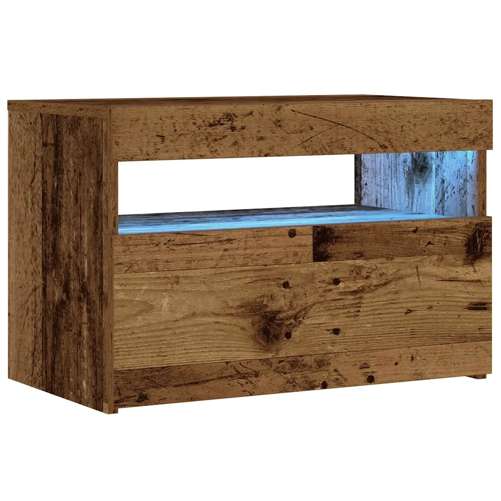 Comodino con LED Legno Antico 60x35x40 cm in Legno Multistrato 3329175