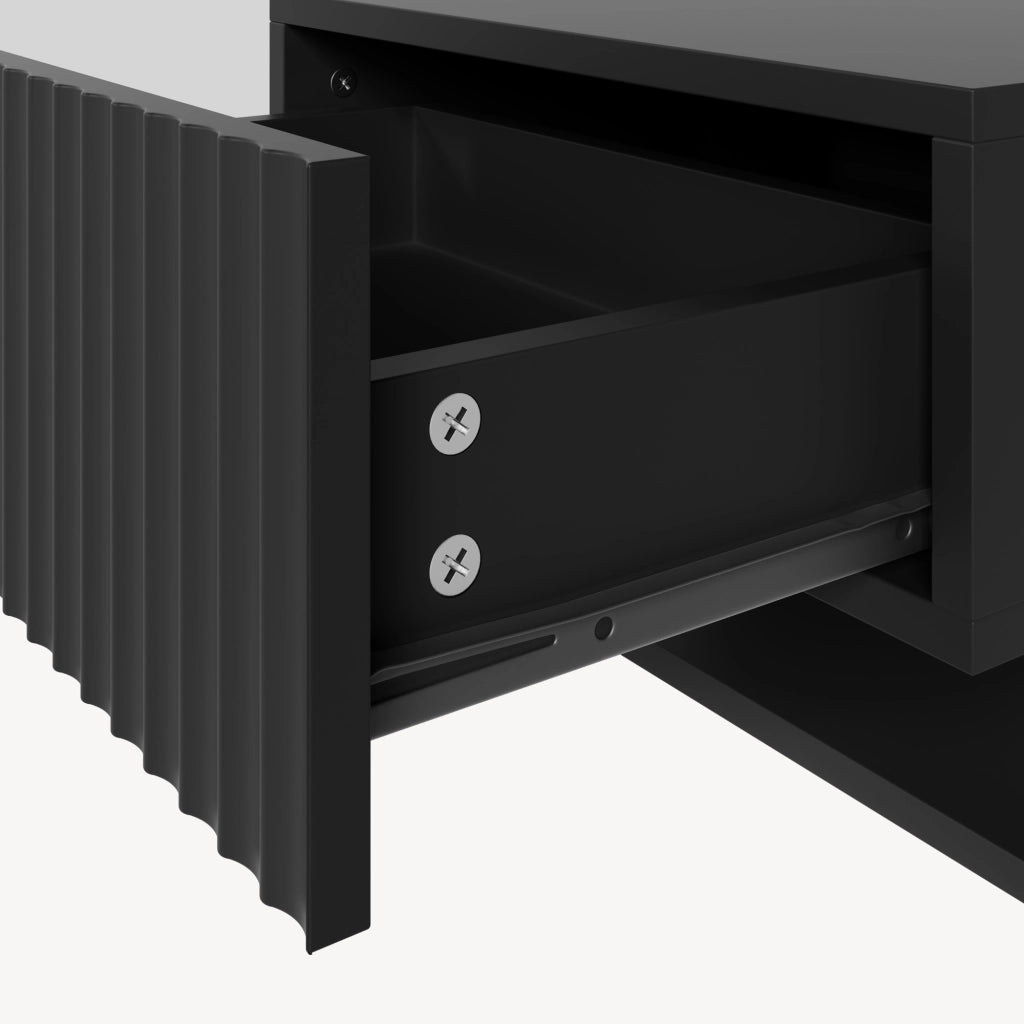 Comodino Sospeso da Parete Nand con Cassetto e Ripiano 42x30x30 cm Nero [en.casa]