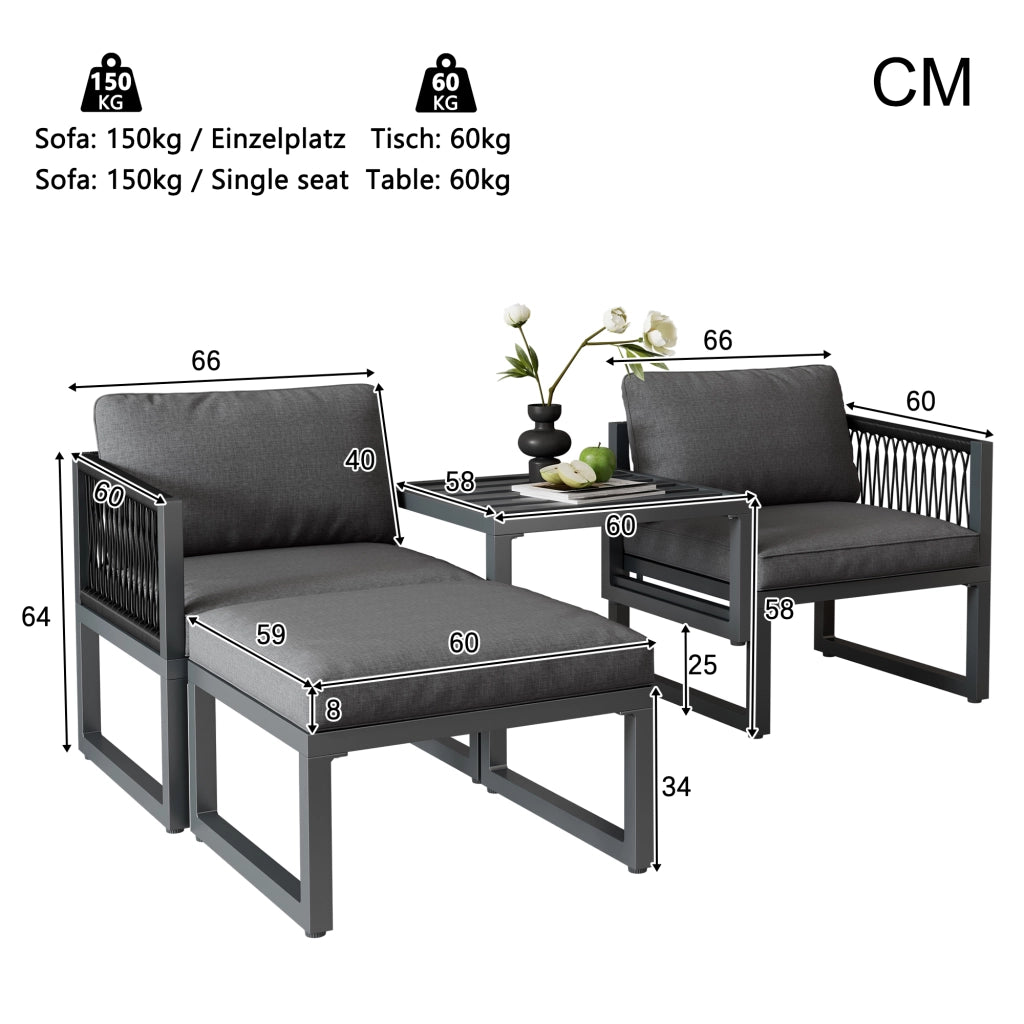 Set Divano da Giardino con Poggiapiedi ¨C MINIMAL ¨C Polyrattan, Modulare