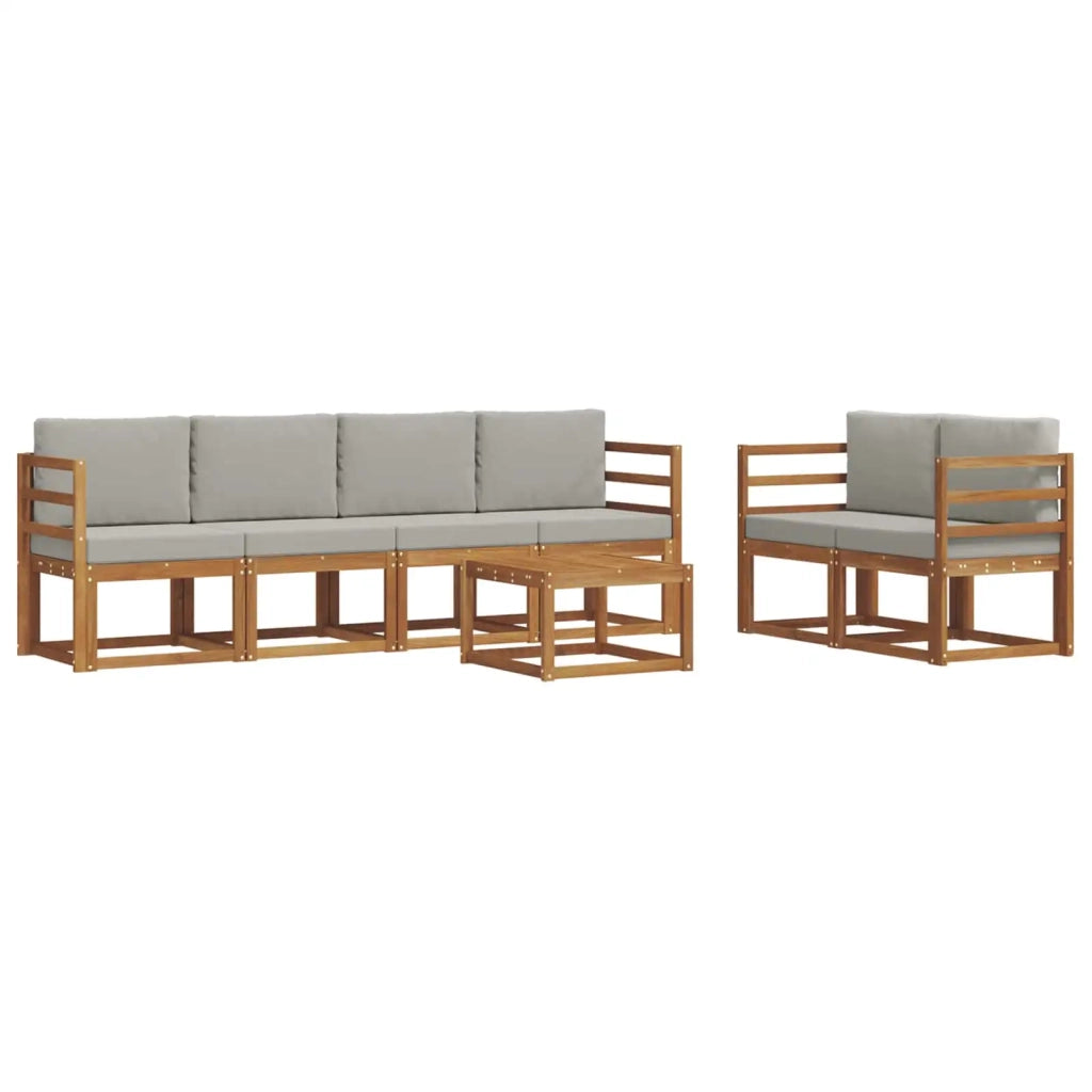 Set di divani da esterno 7 pcs Grigio Naturale e Chiaro 3366029
