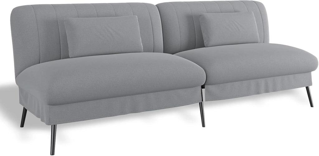 Divano letto pieghevole con funzione di sonno, 2 in 1, divano letto multifunzione, con ampia superficie, salvaspazio, per soggiorno, camera degli ospiti e home theater, grigio
