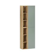 Mobili da contenimento modulari OSTER 50cm – mobili sospesi verde salvia 1 porta e 6 nicchie visibili aspetto rovere chiaro