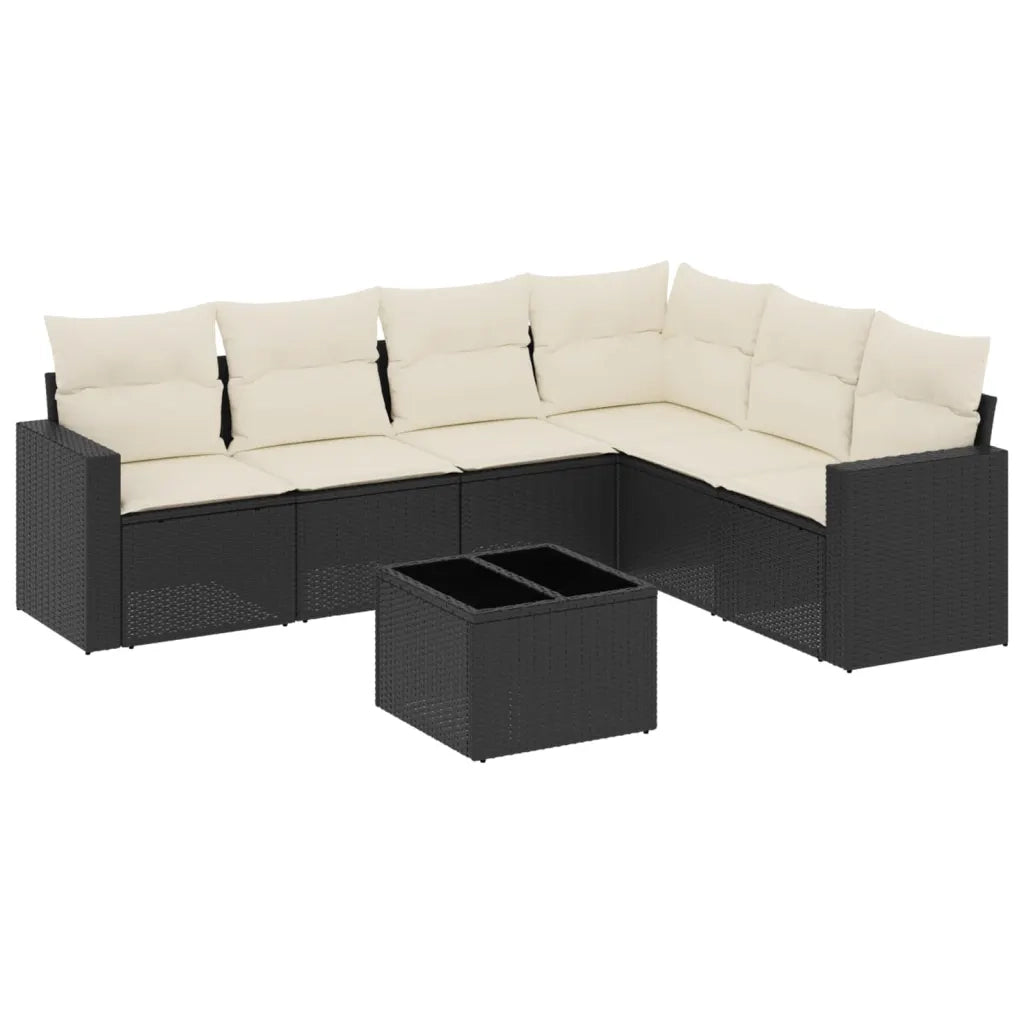 Set Divani da Giardino con Cuscini 7pz Nero Polyrattancod mxl 88078