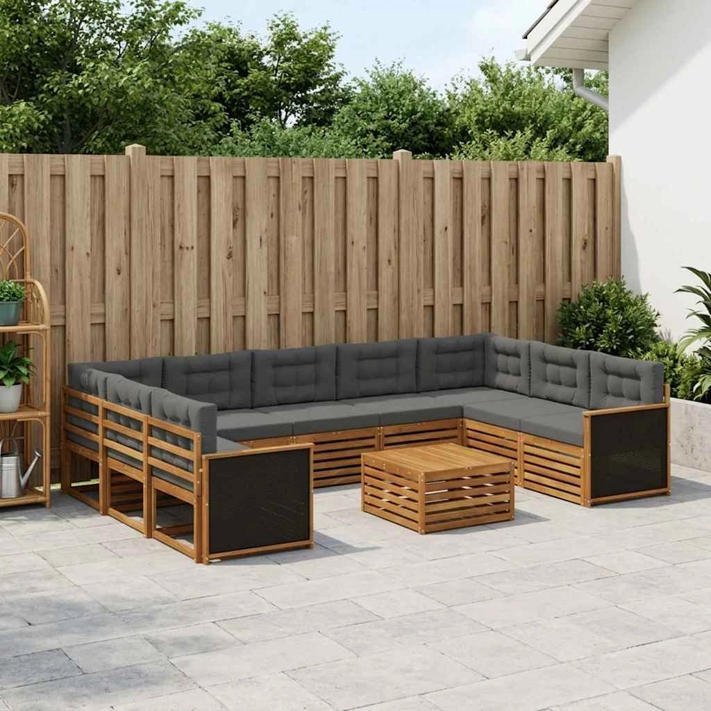 Set di divani da esterno 10 pz Naturale e Antracite 3383855