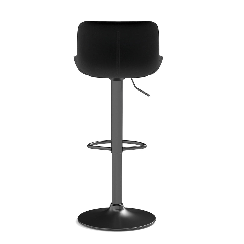 Sgabello da bar girevole in velluto con altezza regolabile e schienale ergonomico in ferro metallo e legno nero