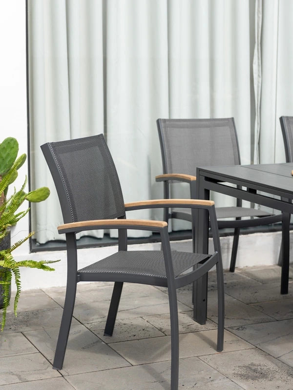 Essence - sedia da giardino - ALU con braccioli in teak