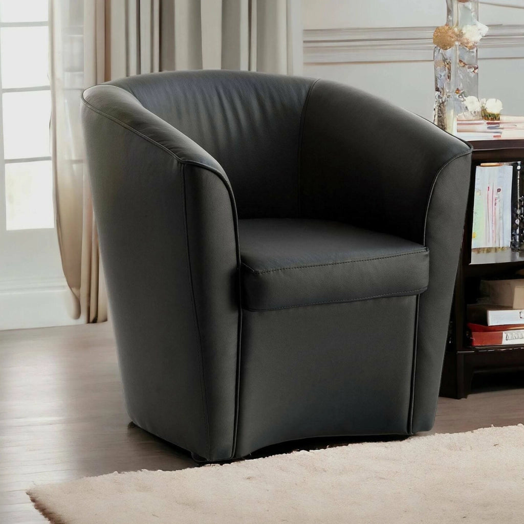 Poltrona Artello, Poltrona da salotto, 100% Made in Italy, Poltroncina relax in ecopelle, cm 70x60h74, Nero