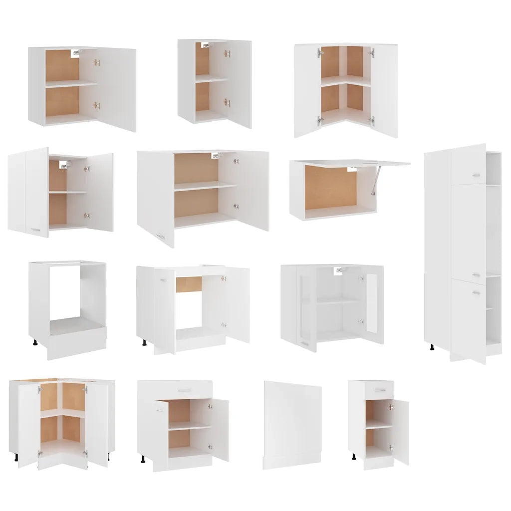 Set Armadi da Cucina 14 pz Bianco in Truciolato