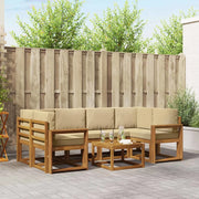 Set di divani da esterno con cuscino 7 pcs Naturale e Beige 3366086