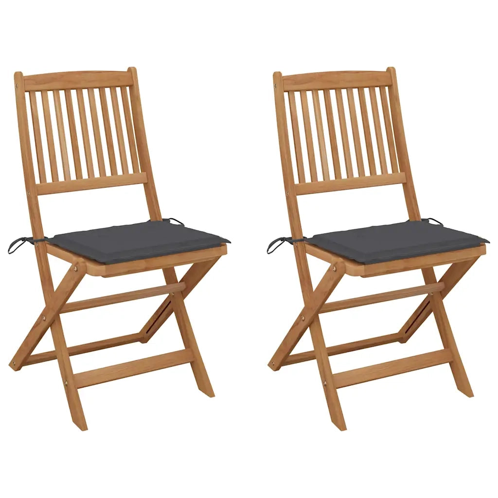 Sedie da Giardino Pieghevoli 2 pz con Cuscini Massello Acacia cod mxl 47541