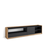 Mobile TV Soggiorno, 207x50x37 cm, Per TV fino a 80", Mobile Soggiorno, Nero e rovere
