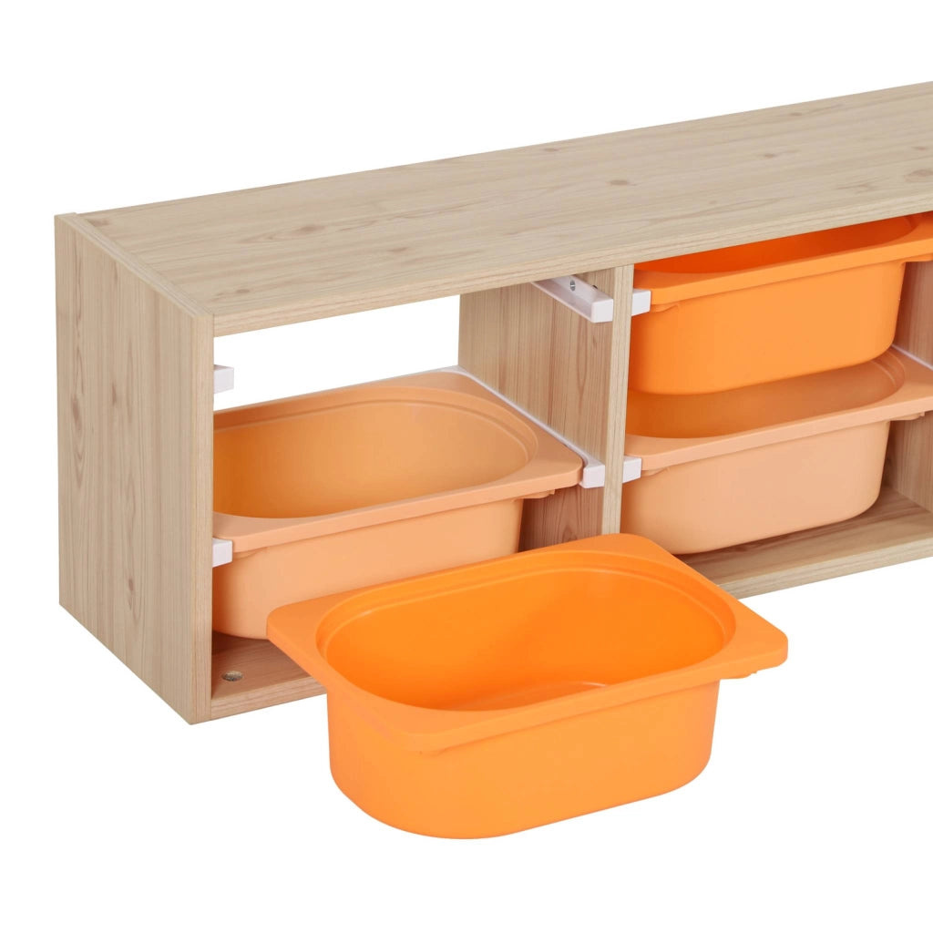 Mobile di stoccaggio per bambini con 6 contenitori colorati, arancione
