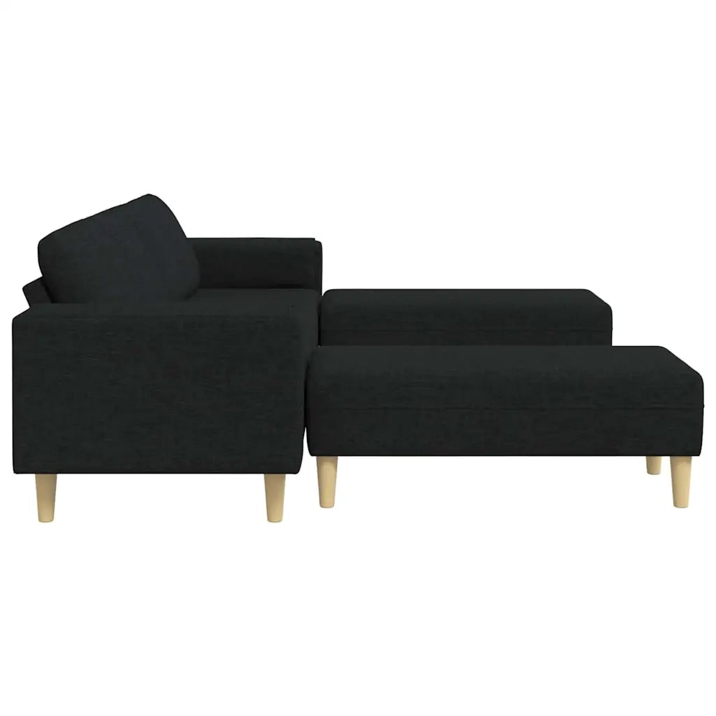 Set di divani 3 pcs Nero Tessuto