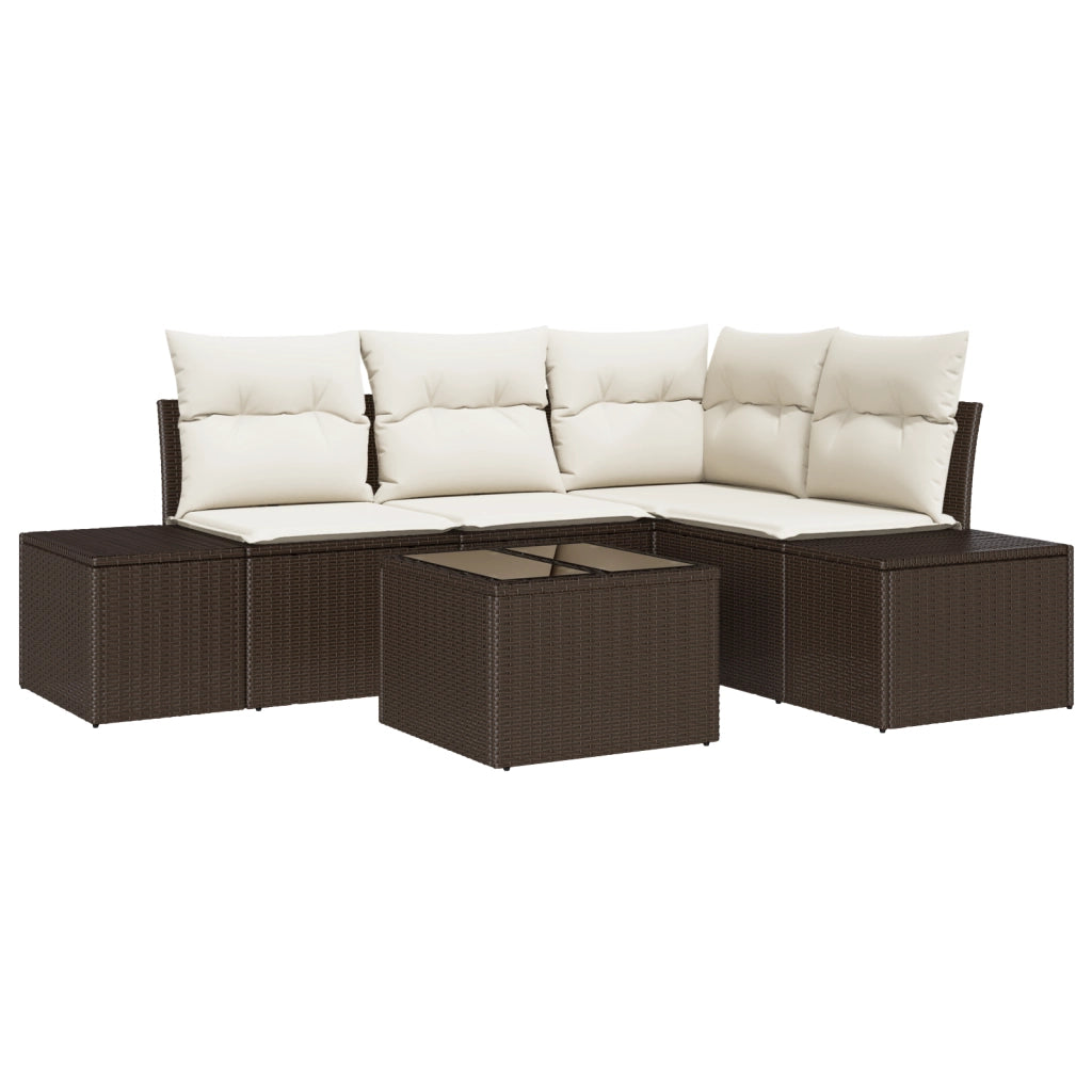 Set di divani da giardino 4 pezzi con cuscini grigi in polyrattan