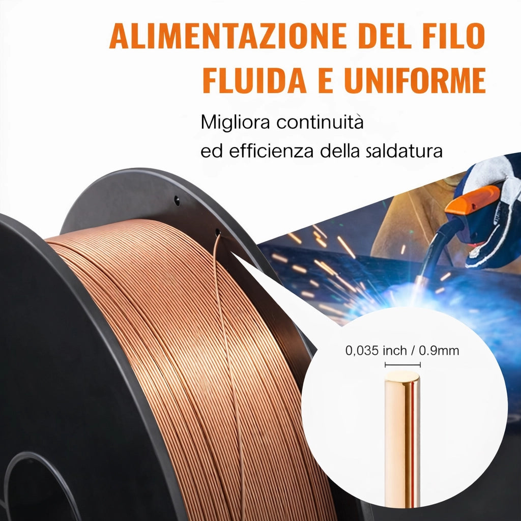 Filo Saldatura MIG ER70S-6 Ø 0.9 mm Bobina 1 Kg per saldatura su acciaio 455212