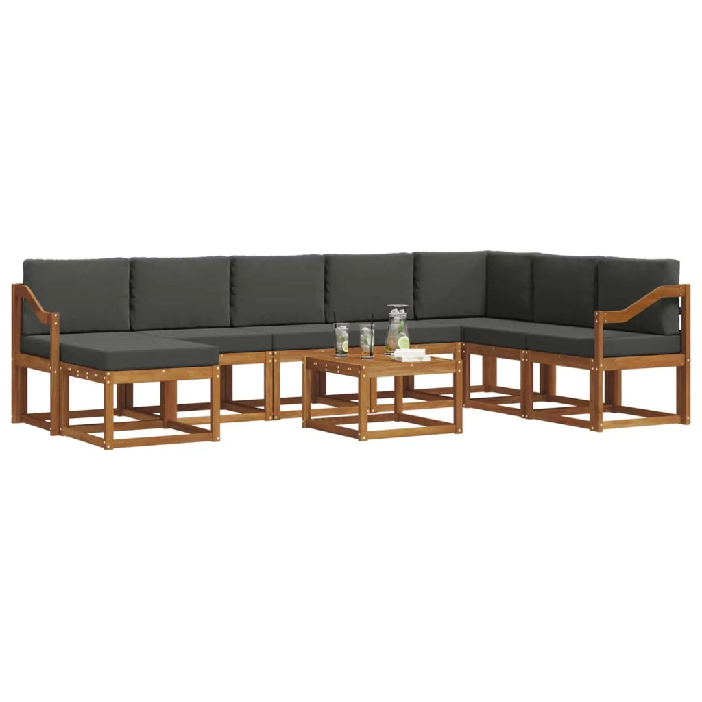 Set di divani da esterno con cuscino 9 pcs Naturale e Antracite