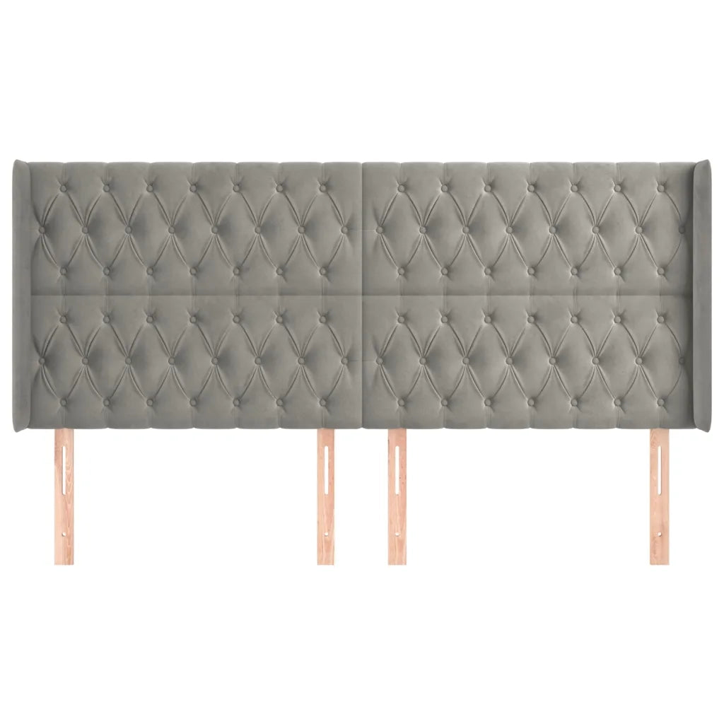Testiera ad Orecchio Grigio Chiaro 183x16x118/128 cm in Vellutocod mxl 97758
