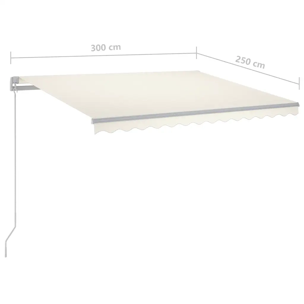 Tenda da Sole Retrattile Manuale con LED 300x250 cm Crema cod mxl 54973