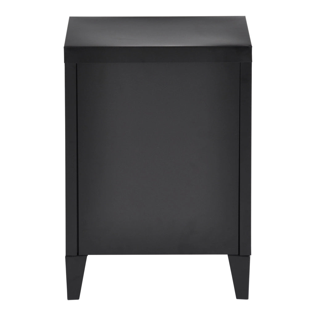 Set di 2 Comodini Inari in Acciaio con Anta - Nero [en.casa]