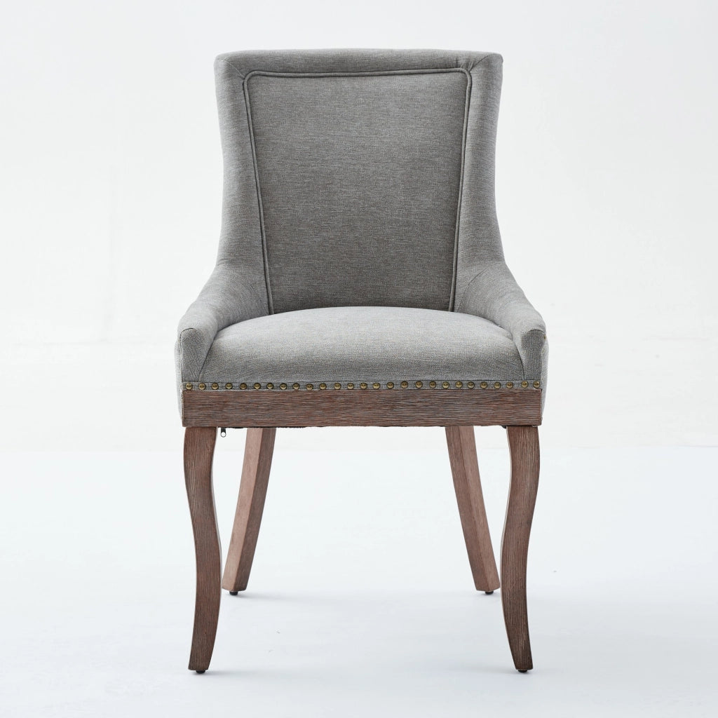 Sedie da Pranzo Imbottite in Tessuto con Gambe in Legno ¨C MINIMAL ¨C Set 2 Pezzi, Grigio